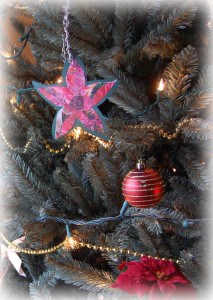 Poinsetta Collage Christmas Ornament