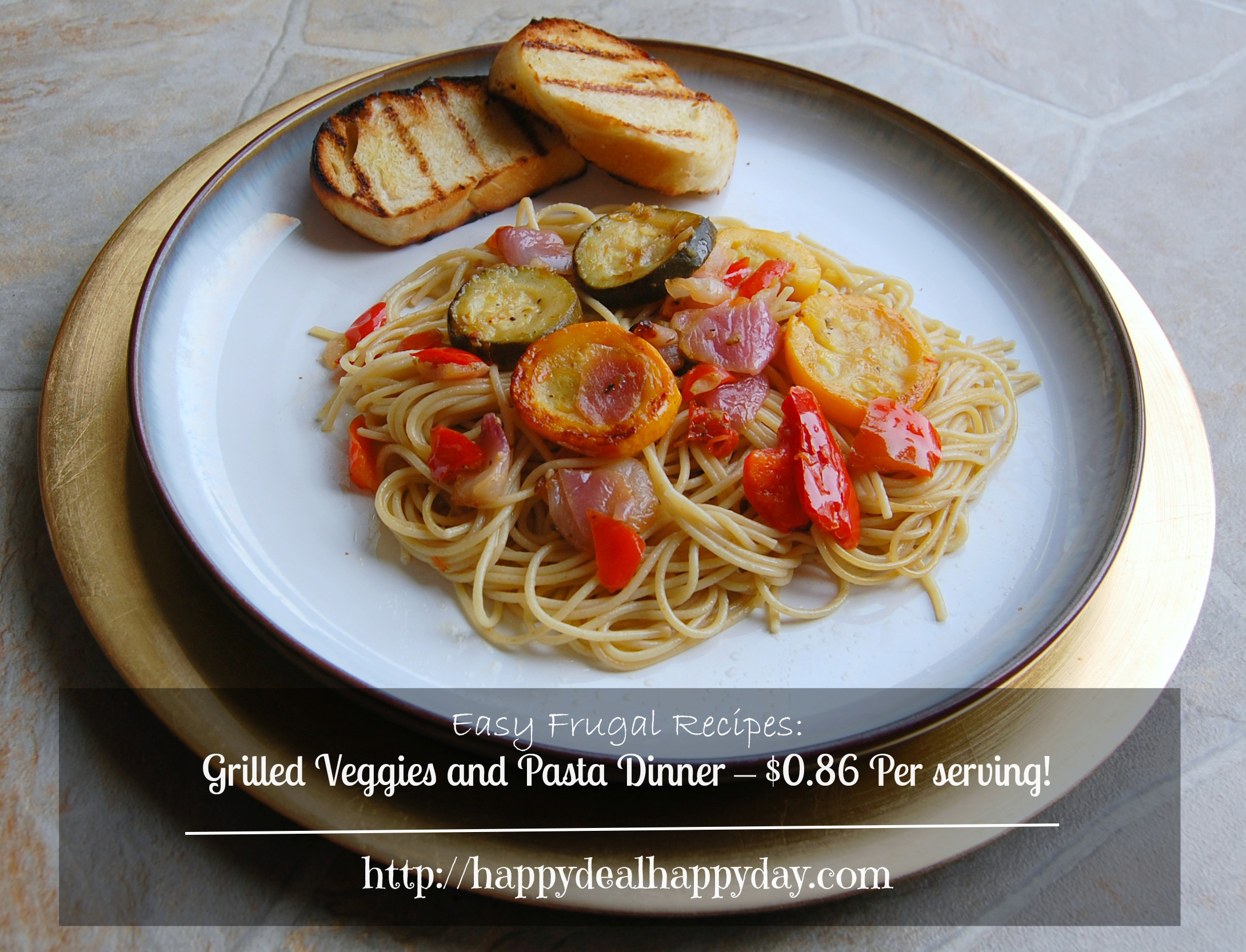 Easy Frugal Recipe grilled veggie and pasta