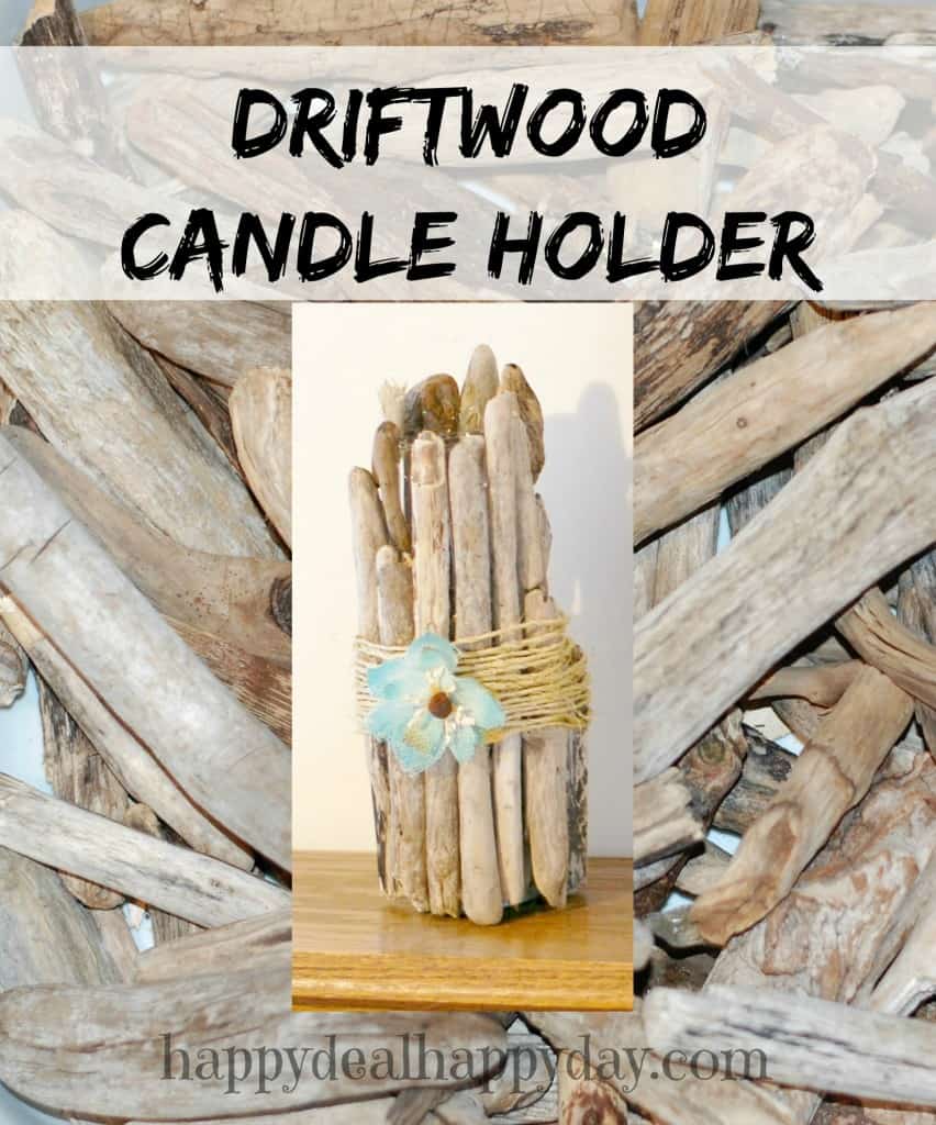 Easy Frugal Craft | Driftwood Candle Holder - love the jute in the middle.  So easy with batter tea lights!