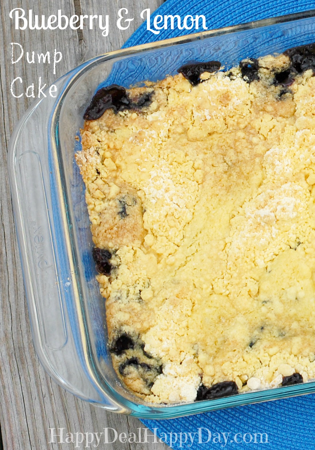 Blueberry & Lemon Dump Cake Recipe - EASIEST Summer Picnic Dessert Recipe! happydealhappyday.com
