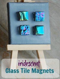 iridescent glass tile magnets text