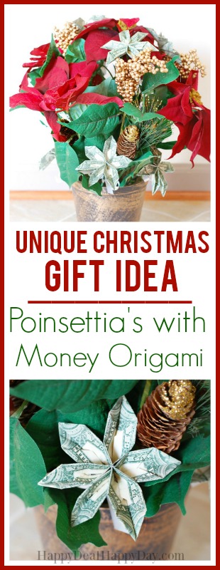 Unique Christmas Gift Ideas: Poinsettias With Money Origami Flower!