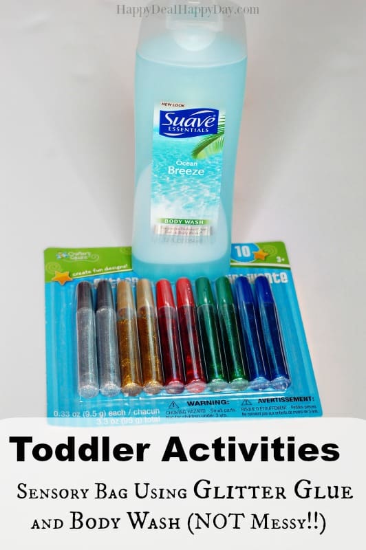 Toddler Activities: Sensory Bag Using Glitter Glue and Body Wash (NOT Messy!!)