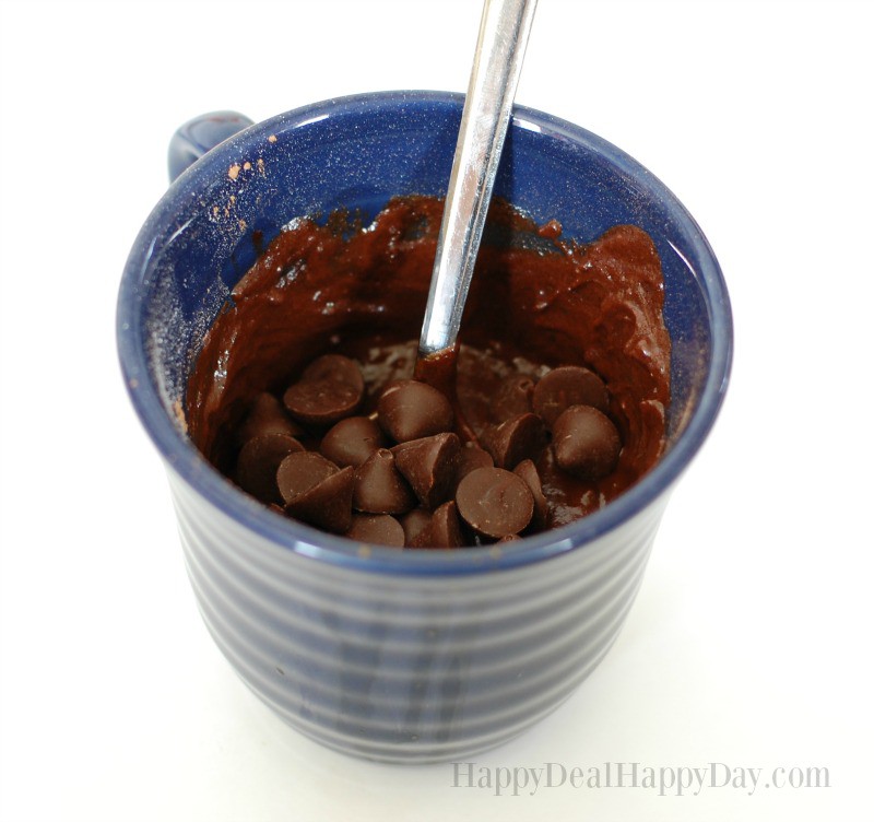 90 Microwave Brownie in a Mug add chocolate chips