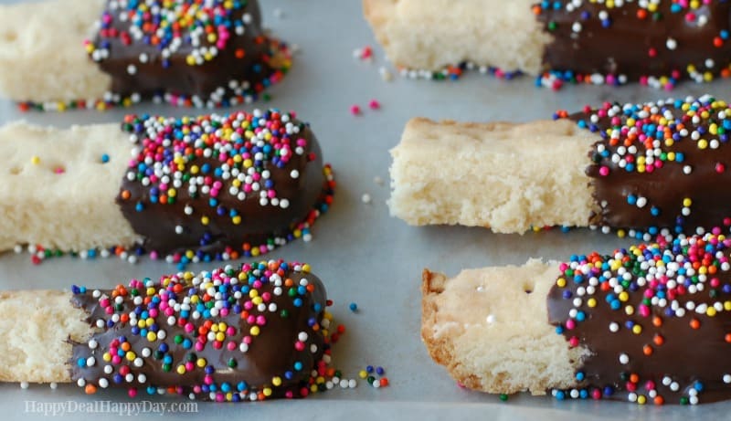 Shortbread Cookie with chocolate Recipe with sprinkles