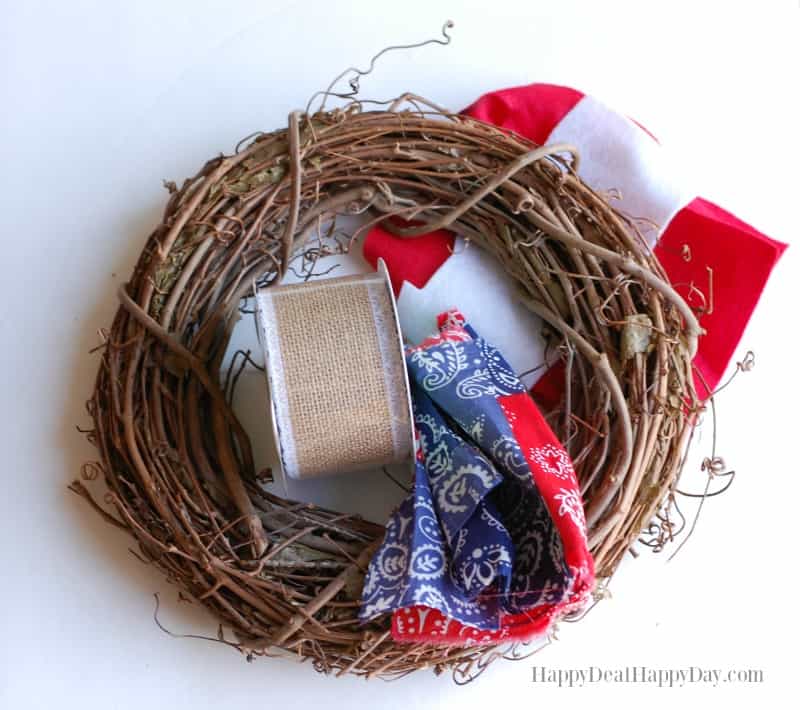DIY Patriotic Wreath materials