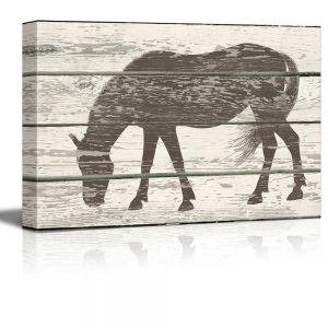 grazing-horse image on wood