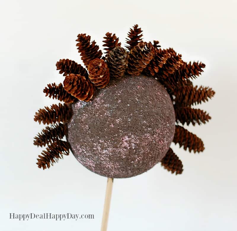 Pinecone Topiary with White Crackle Texture Paint