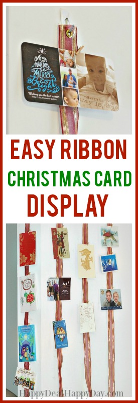 Easy Ribbon Christmas Card Display