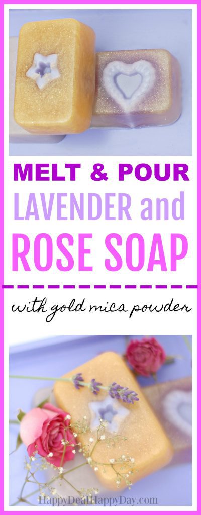 Here is an easy melt & pour soap recipe that combines 2 molds to create two scents and shapes to make rose and lavender scented soap.