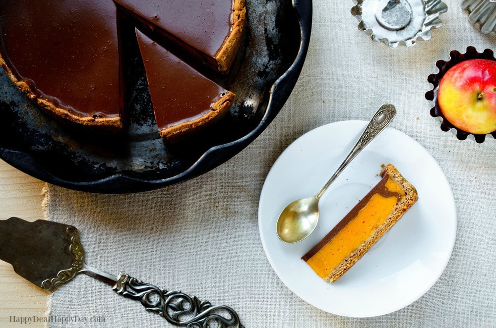 Homemade Pumpkin Pie With Chocolate Topping 1 WM