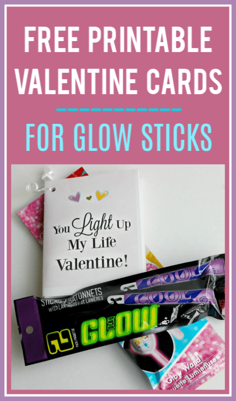 Glow Sticks Free Printable Valentine Cards: "You Light Up ...