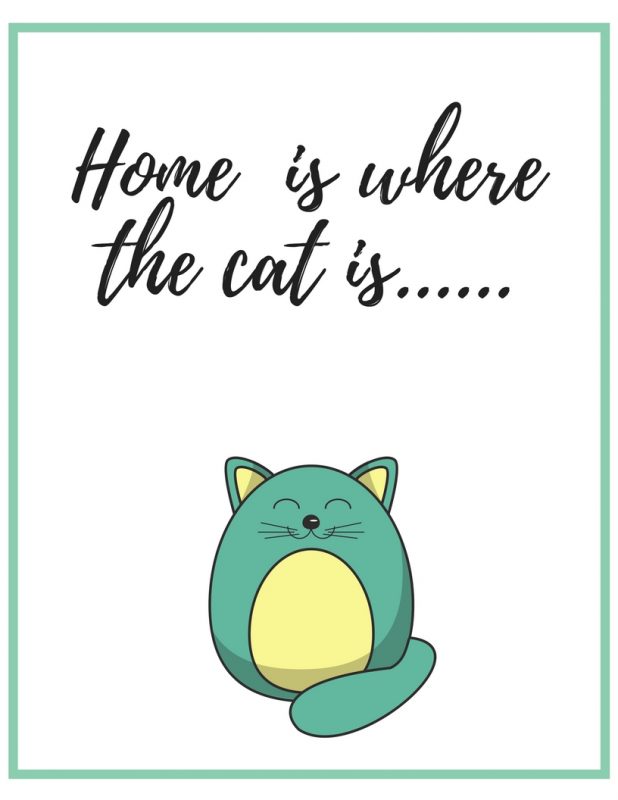 Free printable wall art for your home - 4 styles to choose from!  Download, print, and frame right from home!!  #freeprintable #wallart #freeprintablewallart #loveliveshere #catlovers #home #journey