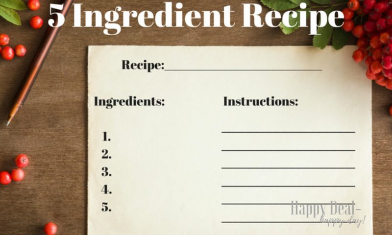 free printable recipe card for 5 ingredient or less dinner recipe ideas