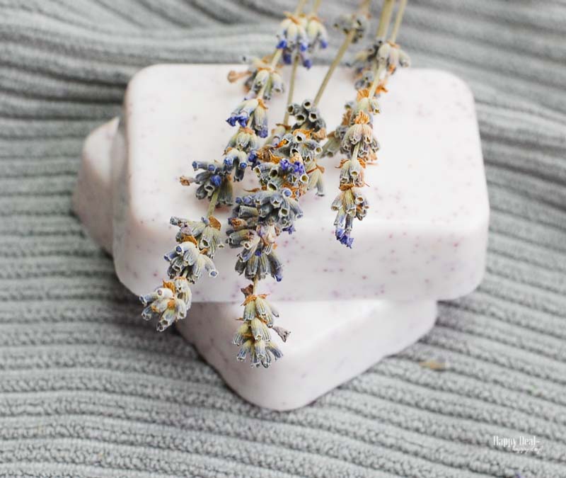 Homemade Soap with Essential Oils - with lavender flowers
