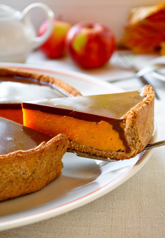 Homemade Pumpkin Pie With Chocolate Topping 3