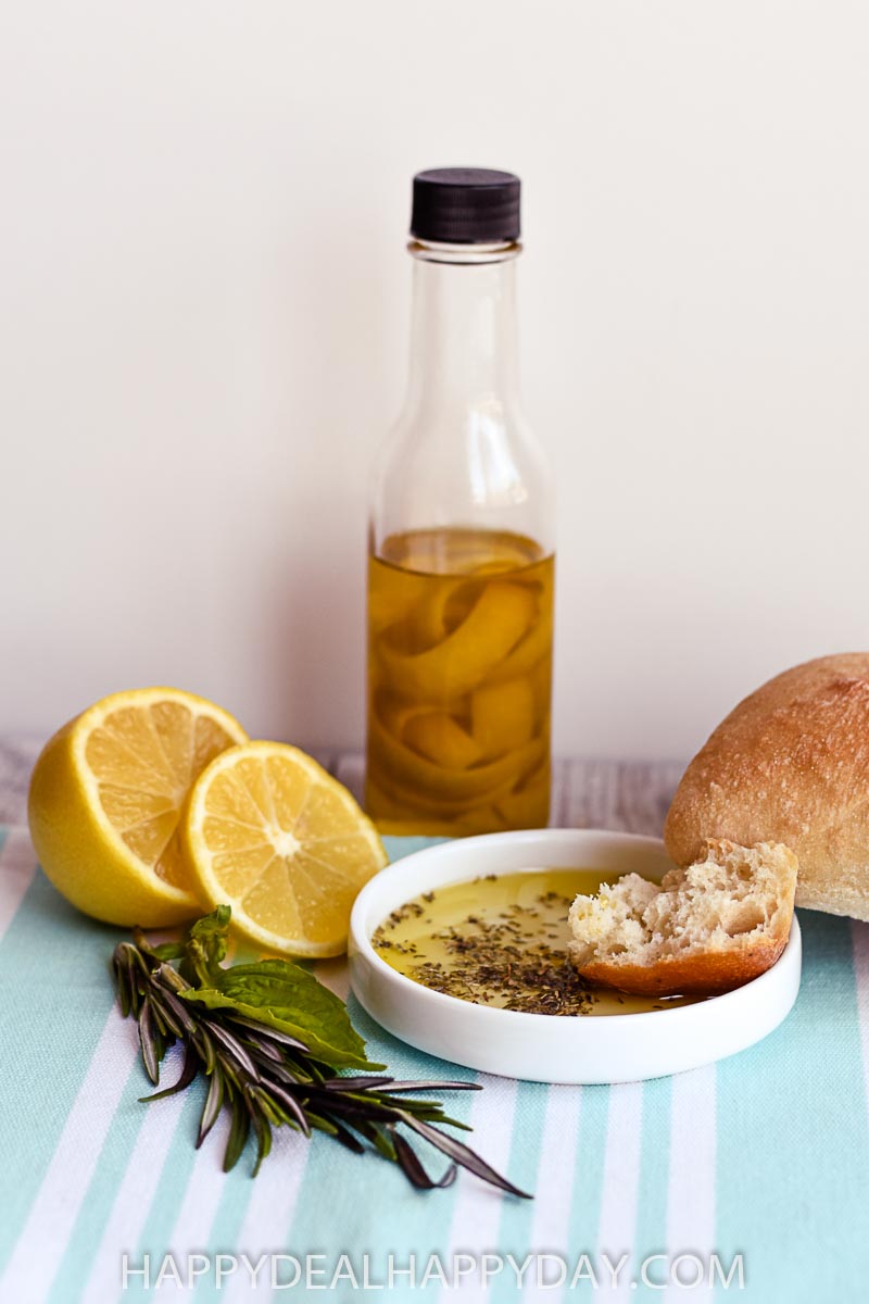 olive oil bread dip with lemon infused olive oil