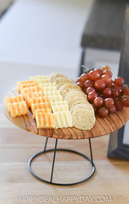 cheese platter made out of repurposed materials