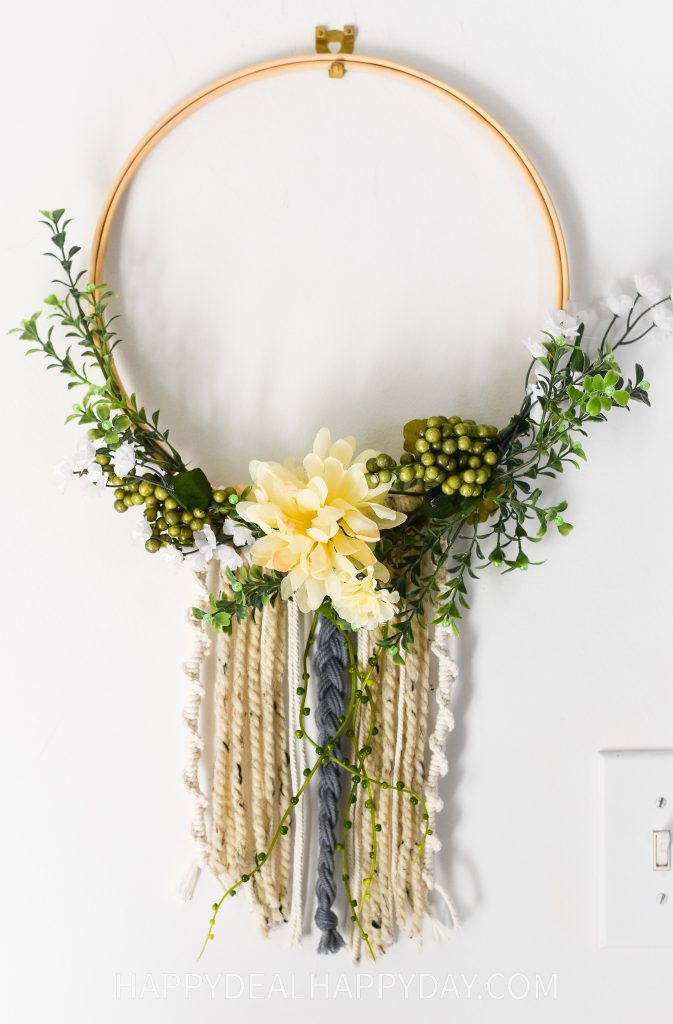 boho decor hoop wreath with macrame