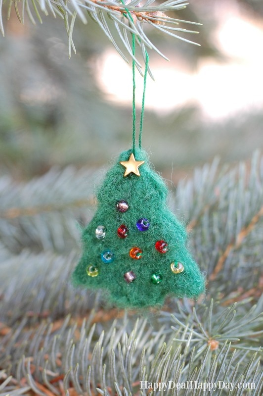 DIY Christmas Gift Idea  needle felted christmas tree ornament essential oil diffuser