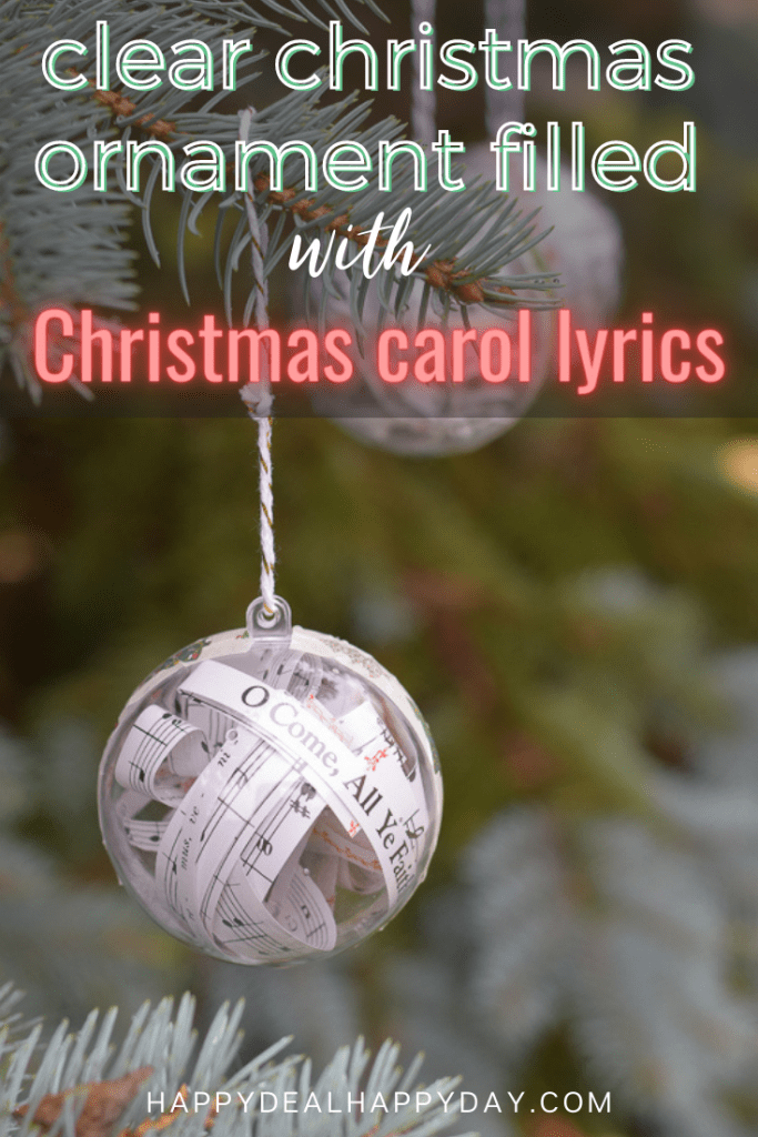 Clear Plastic Ornament Filled With Christmas Carol Lyrics