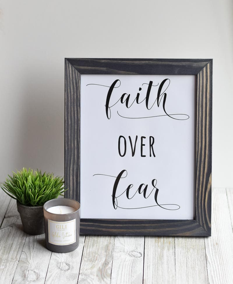 DIY Christmas Gift Idea "Faith Over Fear" free printable