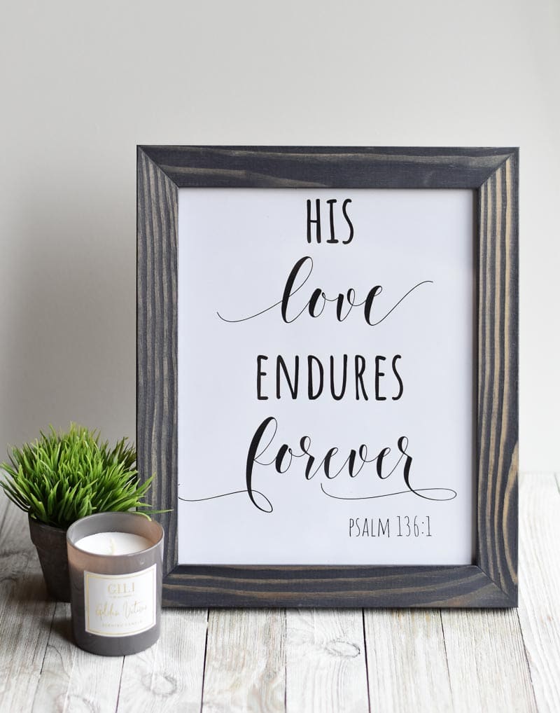 "His Love Endures Forever" printable wall art