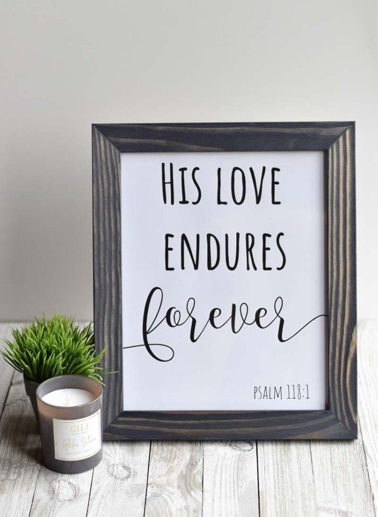 "His Love Endures Forever" printable wall art
