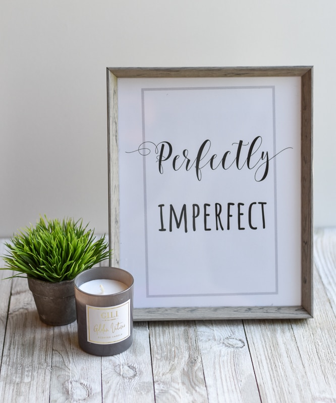 "Perfectly Imperfect" short inspirational quote