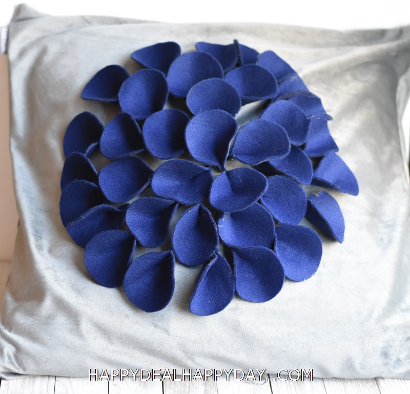 felt flower on a pillow cover