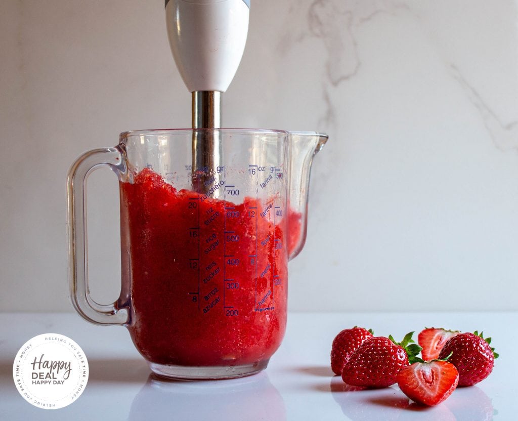 use immersion hand blender for strawberry slushie 
