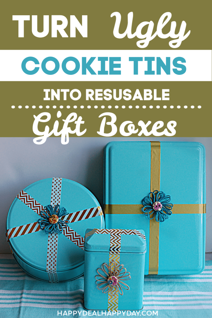 Turn Ugly Cookie Tins Into Reusable Gift Boxes Tan