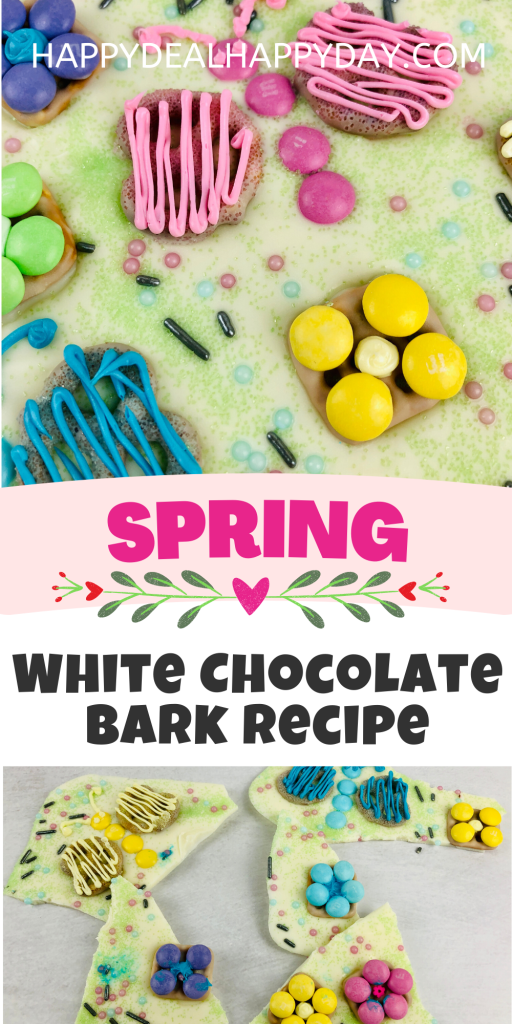 Spring White Chocolate Bark Recipe Pin 1 512x1024