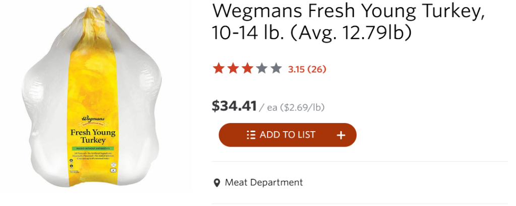 Wegmans Fresh Young Turkey