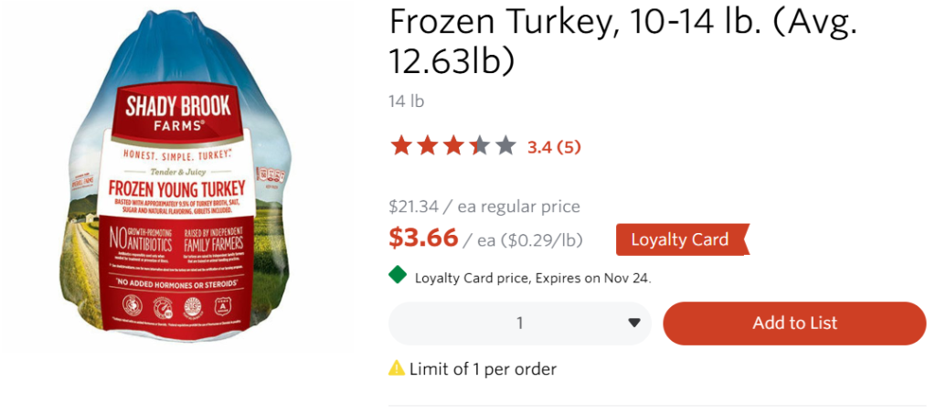 Wegmans Turkey 2024